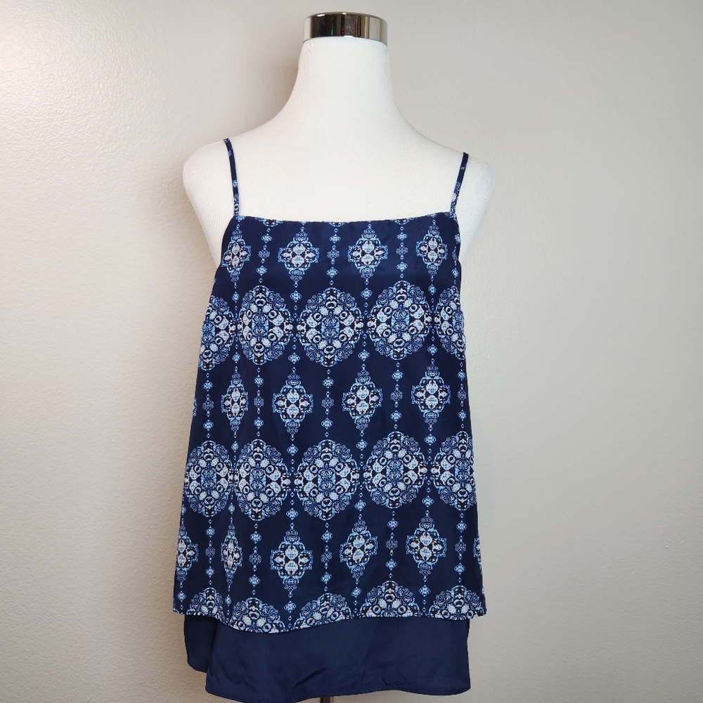 PINK ROSE Layered Geometric Tank Top